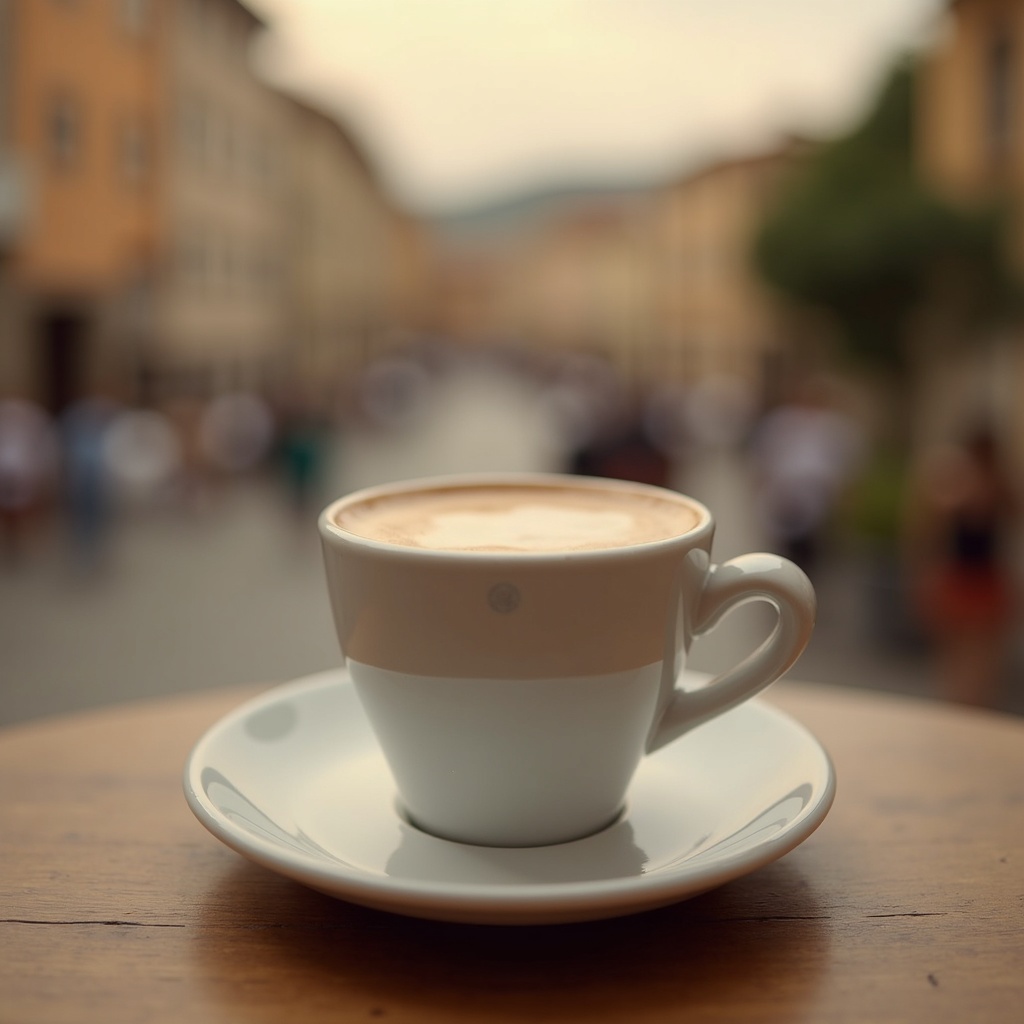 Dettaglio di viaggio a Modica: A close-up of a coffee cup on a table